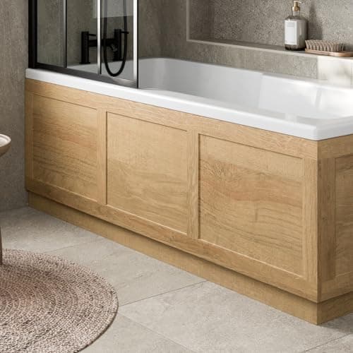Image of Traditional Bathroom 1700mm Side Bath Panel 15mm Wooden Oak MDF Wood Easy to Cut
