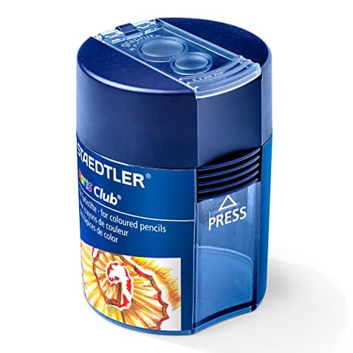 Image of STAEDTLER 512 00 Noris Club Double-Hole Tub Sharpener for Graphite & Colour Pencils up to 10.2mm Diameter (1 x Sharpener)