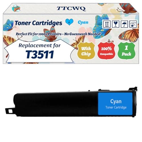 Image of TTCWQ Compatible for Toshiba T3511 Toner Cartridges Work for Toshiba E-Studio 3511 E-Studio 4511 Printers, with Chip, High Yield 27000 Pages, High-Definition Printing (1 Pack Cyan)
