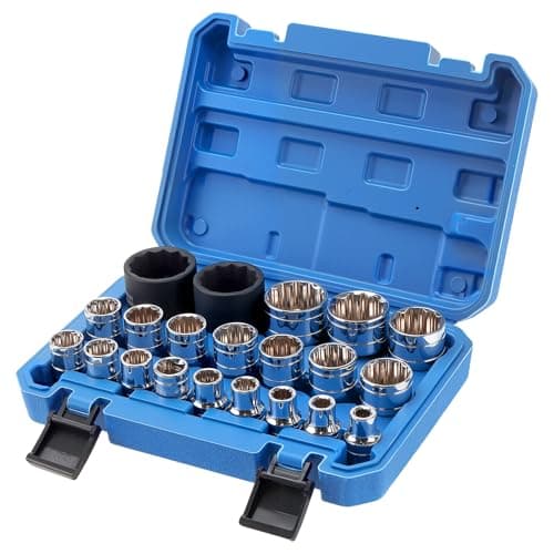 Image of YUENPUN 21PCS Spline Socket Set 1/2 Inch Drive 8-36mm,12 Point Metric Socket Kit, Damaged Bolt Extractor Set for Automotive and Machinery