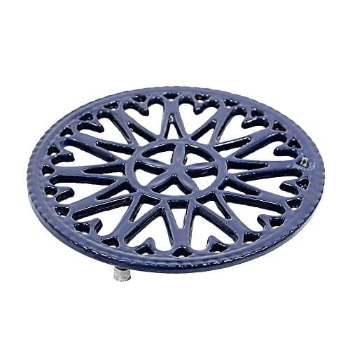 Image of Minuteman International Blue SunburstTrivet woodstove Tabletop cast Iron Trivet, 7" Diameter