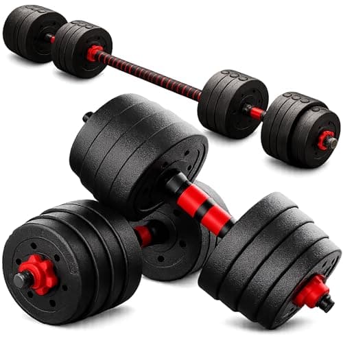 Image of Senshi Japan 20kg Weights Dumbbells Set, 2 in 1 Adjustable Dumbbells Pair Barbell Weights Set for Men Strength Training, Weight Lifting, Bodybuilding Dumbells Free Weight Set Men and Women