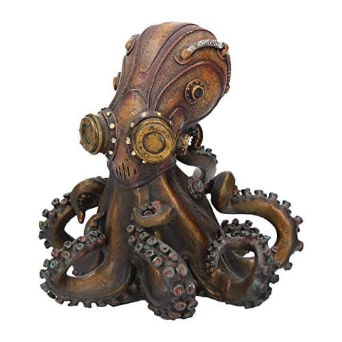Image of Steampunk Octopus Figurine 15cm – Bronze Octo-Steam Ornament, Nautical Industrial Decor Collectible