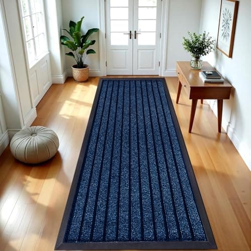 Image of B&B Rubber Door Mats Outdoor Heavy Duty Waterproof Pvc Backing Non Slip Muddy Paws Dirt Grabber Barrier Washable Door Mat For Front Entrance Welcome Matt (60 x 180 cm - Large Runner, Blue)