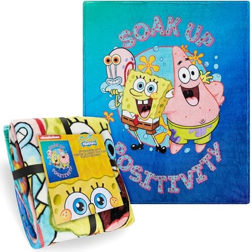 Image of SPONGEBOB SQUAREPANTS Fleece Blanket 150x130cm, One Size Super Soft Lightweight Throw Blanket for Sofa & Bed, Bedroom Accessories, Warm Gifts for Kids