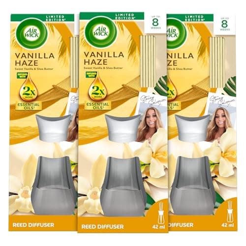 Image of Air Wick Vanilla Haze Essential Oils Reeds Diffuser 42ml | Lasts up to 8 Weeks Air Freshener, Pack of 3