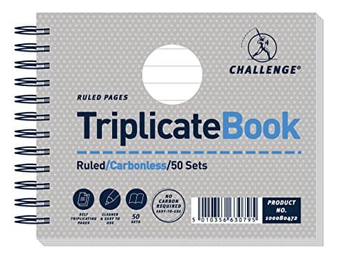 Image of Challenge Triplicate Book Carbonless Wirebound Ruled 105x130mm Ref F63079 [Pack of 5]