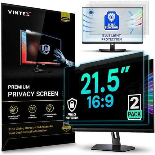 Image of VINTEZ [2 Pack] 21.5 Inch 16:9 Privacy Screen for Computer Monitor and Laptop - Anti Glare Protector Film Blue Light Filter Eye Protection - Computer Screen Privacy Shield