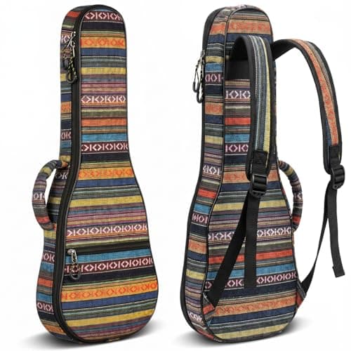 Image of CAHAYA Ukulele Case Cotton Ukulele Bag for 23 Inch Ukulele 9MM Thick Soft Padding Adjustable Straps Bohemia Vintage Style