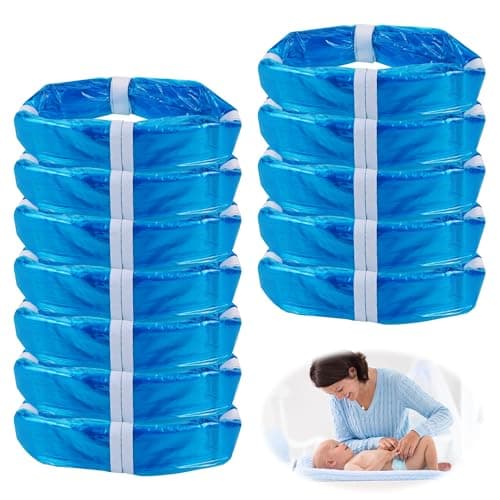 Image of Hejo 12 Pack Nappy Bin Refill, 4.5m Nappy Refill Bags Compatible for Tommee Tippee Angelcare Twist & Click Refills, Smellproof Nappy Bags Refill, Diaper Pail Refill Liner Hold (Blue)