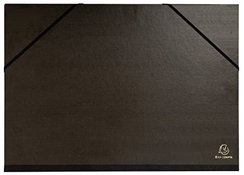 Image of Exacompta - Ref 548015E - Kraft Portfolio with Elastic and Handle - 320 x 450mm in Size, Suitable for A3 Documents, Elastic Straps & Integrated Handle - Black
