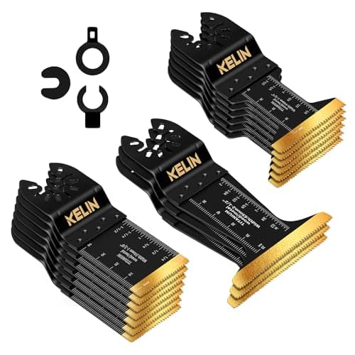 Image of KELIN 16PCS Titanium Multitool Blades Set, Universal Oscillating Saw Tool Blades for Hard Material Metal Nails Wood, Compatible with DeWalt Milwaukee Makita Ryobi