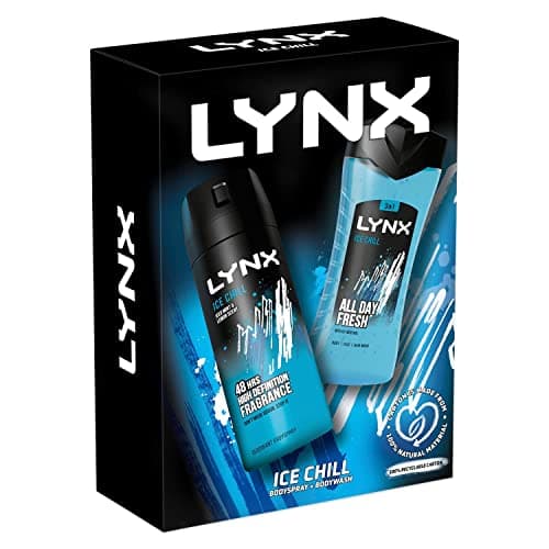 Image of Lynx Ice Chill Gift Set For Men, Boys And Teenagers, Duo Pack With Shoe deodorizer Balls, Shower Gel And Deodorant Body Spray, eco friendly packaging
