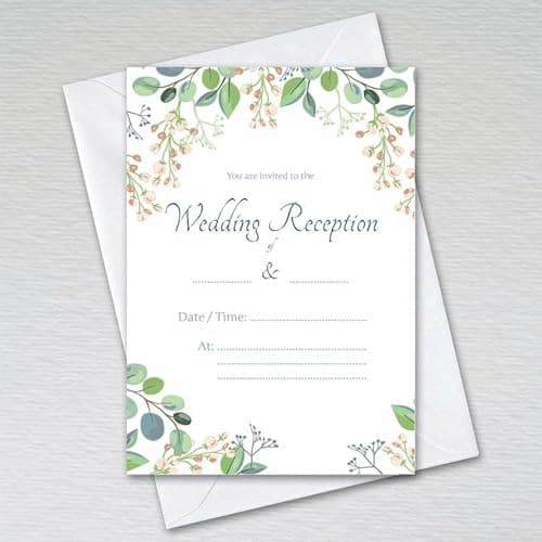 Image of Webspectations Pack of Wedding Reception Invitations with Envelopes: Eucalyptus Wedding Reception Invites (Pack of 20 with Envelopes)