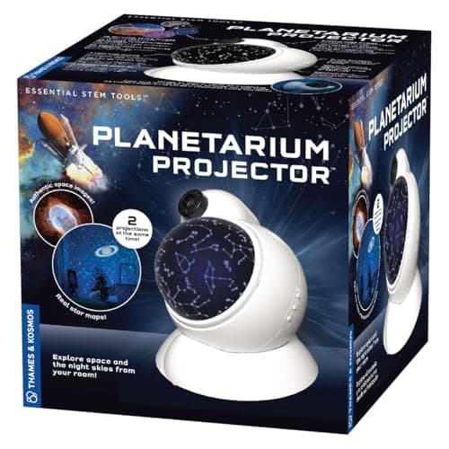 Image of Thames & Kosmos Planetarium Projector, Kids Science Kit, Learning Resources for Astronomy, STEM Toys for Science Experiments, 3 Languages, Age 8+, Blue, White