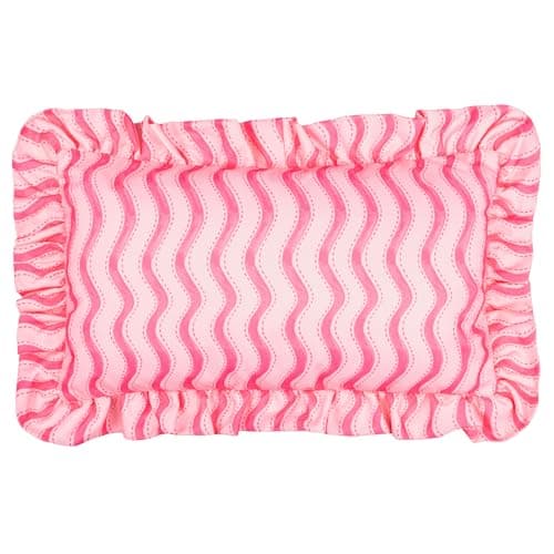 Image of furn. Summer Solstice Wiggly Stripe Cushion Cover – Water Resistant Striped Ruffle Edge Outdoor Decorative Case (Hot Pink - 30x50cm)