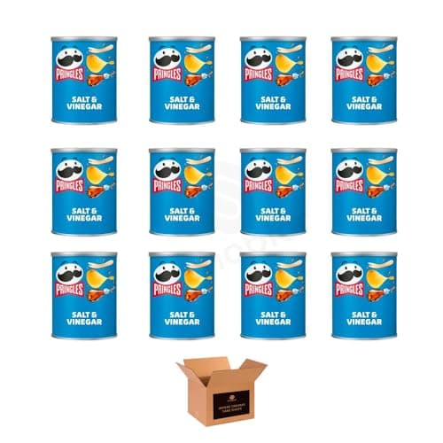 Image of Pringles Potato Crisps – Grab & Go Lunch Snacks | Crunchy, Portable & Resealable Container | Perfect for Kids & Adults, Sharing Crisps (Salt & Vinegar 40g x 12Pack)