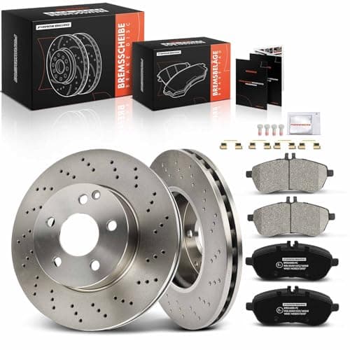 Image of Frankberg Brake Kit incl. 2x Brake Disc + 4x Brake Pad Front Compatible with C-Class T-Model S204 C-Class Coupe C204 C-Class W204 Replace# A0004200305