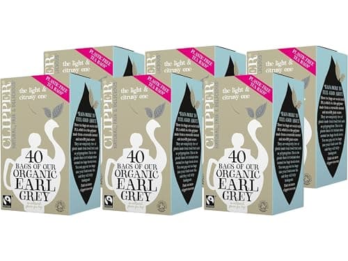 Image of Clipper Organic Earl Grey Tea (40 Tea Bags) | Fairtrade & Organic Black Tea with Bergamot | Plastic‑Free, Biodegradable Tea Bags | Natural, Refreshing Classic Tea | (Pack of 6) from SuperfoodUK