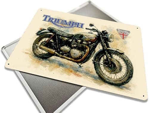 Image of Triumph Classic Motorcycle Metal Wall Sign, Black, Rustic Style, Bike lover indoor Outdoor Bar Kitchen Pub Decor