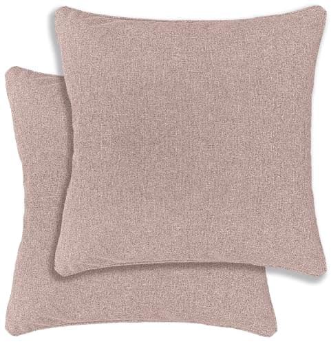 Image of Enhanced Living Pair of Austin/Dallas Blush Cushion Covers 43x43cm – Textured Linen Look with Piped Edge – Double-Sided, Zip Opening – Covers Only, No Inserts