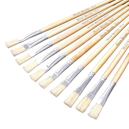 Image of Major Brushes Hog Long Flat Brushes Size 8 - Set of 10