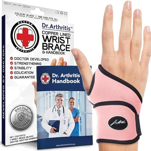 Image of Doctor Developed Premium Nude Wrist Support/Wrist Strap/Wrist Brace/Hand Support [Single] & Doctor Written Handbook— Relief for Wrist Injuries, Joint Disease, Sprains & More (single Pink)