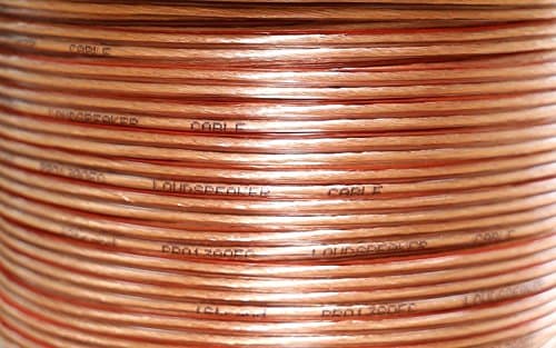 Image of iStrand Premium 18 AWG 2 x 69 Strand Oxygen Free Copper/OFC Speaker Cable/Wire - Clear Transparent Outer Jacket with Red Polarity Marker – Outer Dimensions of Cable 5.6mm x 2.8mm (10m)