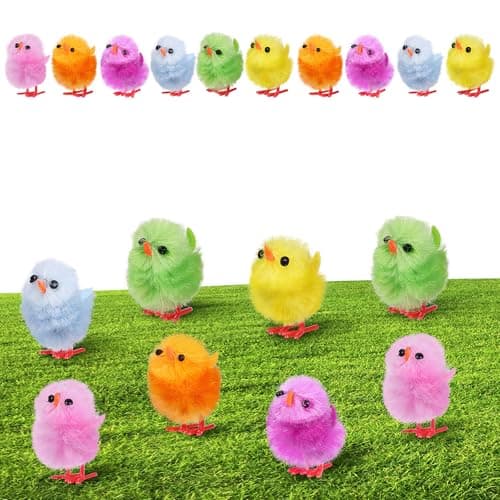 Image of Toyvian 18pcs Mini Plush Easter Chicks - 1. 18" (3cm) Multicolor Soft Stuffed Mini Fluffy Chick Figurines for Egg Hunt Fillers, Easter Baskets Stuffers, Party Favors & Home Decor