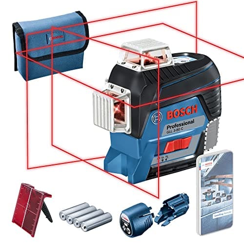 Image of Bosch Professional Laser Level GLL 3-80 C (red laser, interior, W/app Function, Working Range: 30 m, 4X Battery AA)