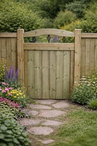 Image of Wooden Garden Dome Gate Pedestrian Gate Wooden Pressure Treated 3ft 90cm,(90 cms High x 90 cms Wide x 5 cms Deep)