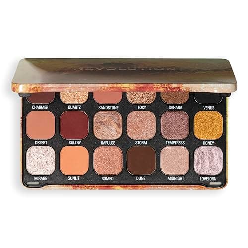 Image of Revolution Beauty, Forever Flawless Eyeshadow Palette, 18 Pigmented Makeup Shades of Mattes & Shimmers, Vegan & Cruelty-Free, Bronze Temptation