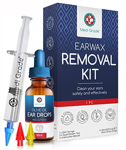 Image of Medi Grade Ear Wax Removal Kit with Olive Oil Ear Drops, 10ml - The Original Ear Syringe Kit with Ear Wax Removal Drops for Softening and Safely Removing Earwax - Gentle Ear Cleaner Ear Wax Remover