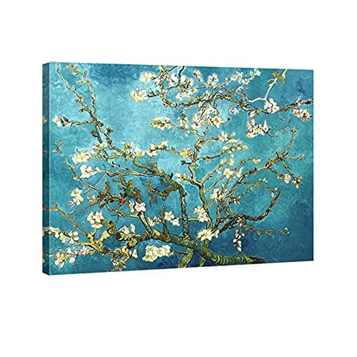 Image of Wieco Art Giclee Canvas Prints Wall Art for Wall Decor by Van Gogh Paintings Almond Blossom Modern One Piece Stretched and Framed Abstract Flowers Artwork Home Office Decorations