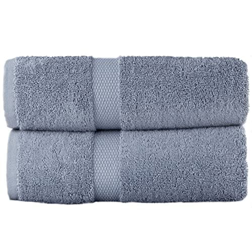 Image of Sue Rossi 100% Egyptian Combed Cotton Hand Towels, Pack Of 2, Very Soft & Absorbent, Quick Dry 600gsm Thick Bathroom Or Kitchen Towel Set. (Pacific Blue)