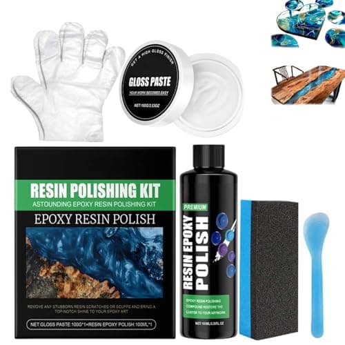 Image of Pessrrtewg Epoxy Resin Polishing Kit,Epoxy Resin Polishing Compound,EpoxyResin Scratch Remover,Scratching Removal Cleaning Kit,High-Gloss Finishes for E-poxy Artwork,Glass,Plastic,Metal,Stone