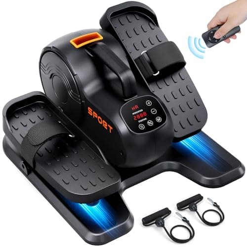 Image of Dripex Under Desk Elliptical Machine, 3-IN-1 Mini Electric Cross Trainer, Ellipse Leg Exerciser for Seniors, Seated Pedal Exerciser w/10 Levels Adjustable Speed/Resistance, Fully Assembled (Orange)