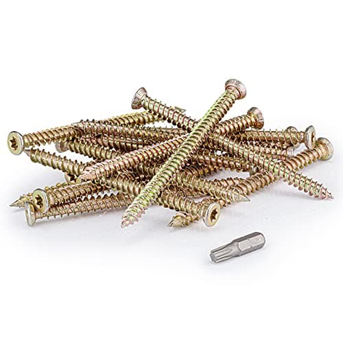 Image of SEQUAL® 100mm (Pack of 20) Easy Drive Countersunk Direct Concrete Screws. No Plugs Needed Concrete Screw Pack with Torx Head, T30 Torx Driver Bit Included