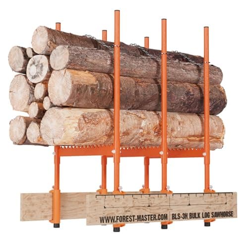 Image of Forest Master BLS-3H Bulk Log Sawhorse - Perfect for Precise Multi-Log Cutting - 250kg Log Capacity - Compact, Lightweight and Foldable - Triple Auto-Locking Chains for Superior Log Stability