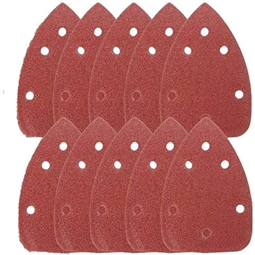 Image of 10 Pcs 140 x140 x 98mm 6-Hole Triangle Mouse Detail Sandpaper Hook and Loop Sanding Sheets 80 Grit