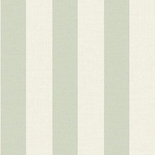 Image of Grandeco Wide Textured Stripe Wallpaper, Green Cream