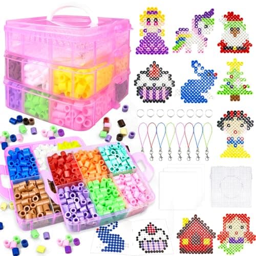 Image of 10MM Large Fuse Beads Craft Kit with Storage Box,12 Colors XL Beads,Pegboards,Ironing Papers and Accessories.Arts and Crafts Set Toys Gifts for Boys & Girls Christmas Birthday.DIY Craft Gift for Kids