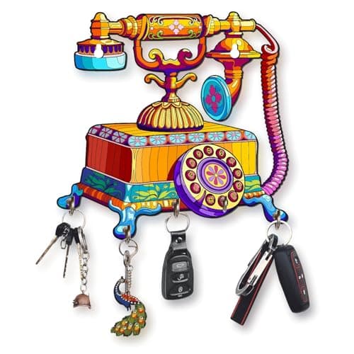 Image of Webelkart Premium Vintage Telephone Designer Rajasthani Wooden key holder for Home And office decor, Key chain holder for home,Key Holder For Home Decor (10" Inches)