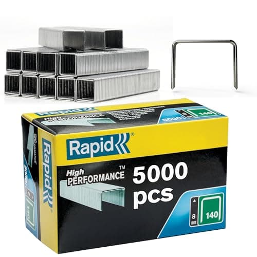 Image of Rapid High-Performance Staples for Insulation, Thin Plastics, Cardboard and Carpets Flatwire No. 140, Leg Length 14mm, Staple Gun Staples, Galvanised Steel, 5000 Pieces, Boxed (11915611), Silver