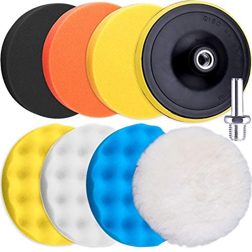 Image of SIQUK 9 Pieces Polishing Pads Kit 150mm Buffing Pads Car Foam Polisher Attachment for Drill, 6 Inch