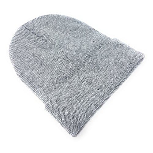 Image of Beanie Hat Mens Ladies Womens Unisex Slouch Winter Woolly Turn Up Knitted (Light Grey)