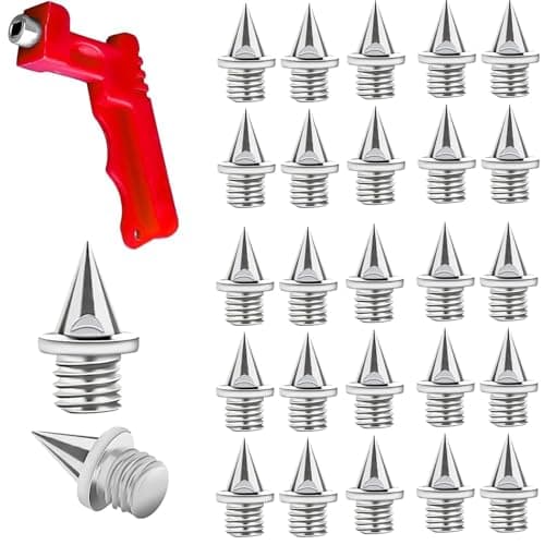 Image of 20 Pack 6mm Track Spikes Stainless Steel Running Shoe Spikes with Wrench Pyramid Grip Replacement Spikes for Sprint Cross Country Training Strong Traction and High Wear Resistance 0.25Inch Silver
