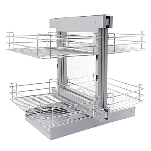 Image of KuKoo LH Magic Corner Kitchen Pull Out Baskets, Slide Out 80-90cm Unit, 4 Metal Storage Drawers