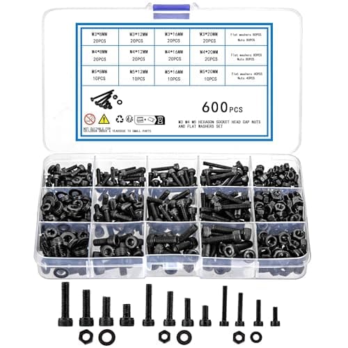 Image of KOXXIAMOQ 600 Pcs M3 M4 M5 Nuts and Bolts Set, Hex Socket Head Cap Screws Bolts and Nuts and Washers Set, Mechanical Hexagon Socket Head Cap Screws Assortment Kit