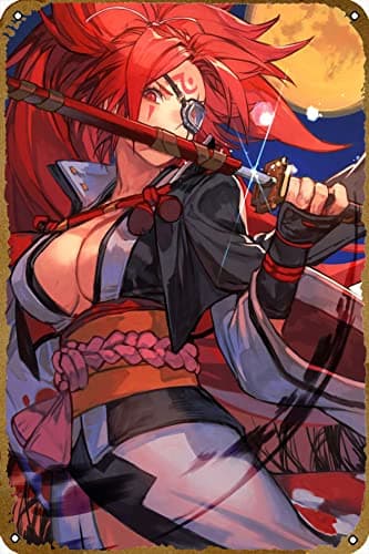 Image of baiken guilty gear strive Game Poster Metal Tin Sign Gift For Game Gamer 12 x 8 Inch